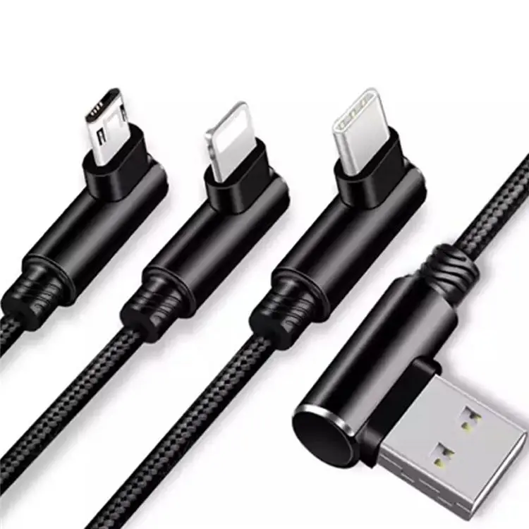 High quality low price customized and durable 90 degree 3 in 1 USB micro type C fast charging mobile phone