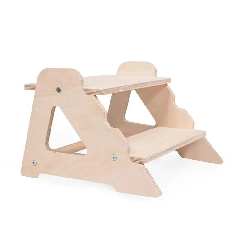 Wooden Chair Square Foot Stool Stepping Two Stairs Stool