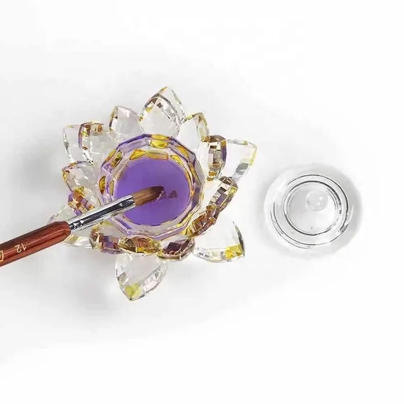 Новый дизайн красочный хрустальный цветок лотоса со стеклянным покрытием для удержания ногтей или украшения дома