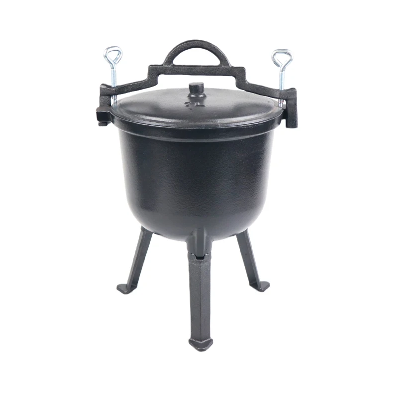Wholesale 10L Preseasoned Cast Iron  Pressure Cooker Heavy Duty Camping Pot With Three Legs