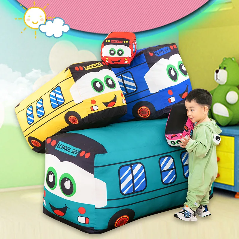 Multi Sizes Colors Cartoon Bus Plushies Bedtime Toy Sleeping Doll Soft Pillows Stuffed Car Plush Toys for Kids