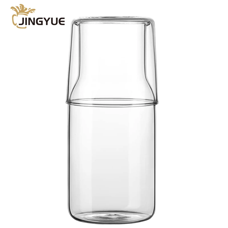 Glass Coffee Carafe Jingyue 500ml 17.5oz Custom Lead Free Crystal Clear Bedside Water Carafe Set With Glass for