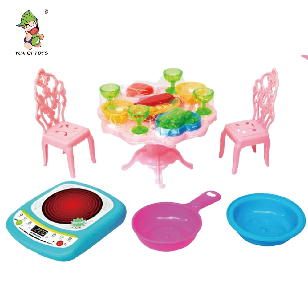 YUA QI  TOYS  Small cheap plastic gift kitchen set toy 18PCS  Mini Simulation Kitchen Toys Set