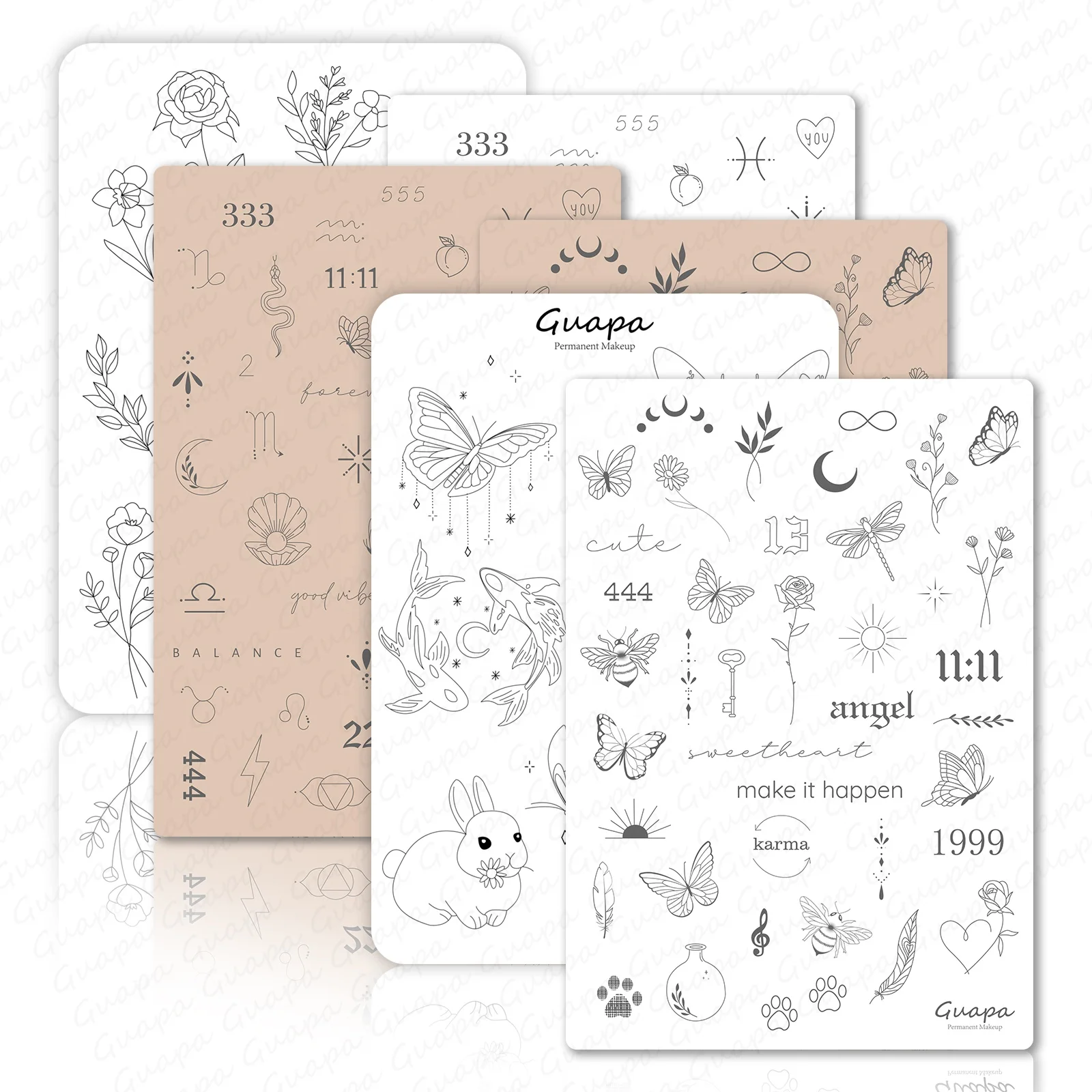 100pcs Private Label Mini Tattoo Practice Skin 2024 New Tattoo Ideas Flexible Rubber Pad with Pre-Printed Designs