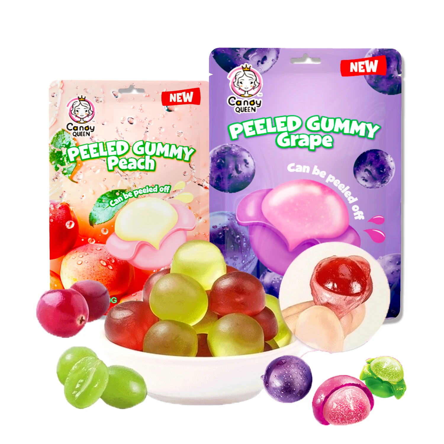 OEM Custom label Korea hot sell soft candy Halal banana mango fruit peeling gummy candy bonbons