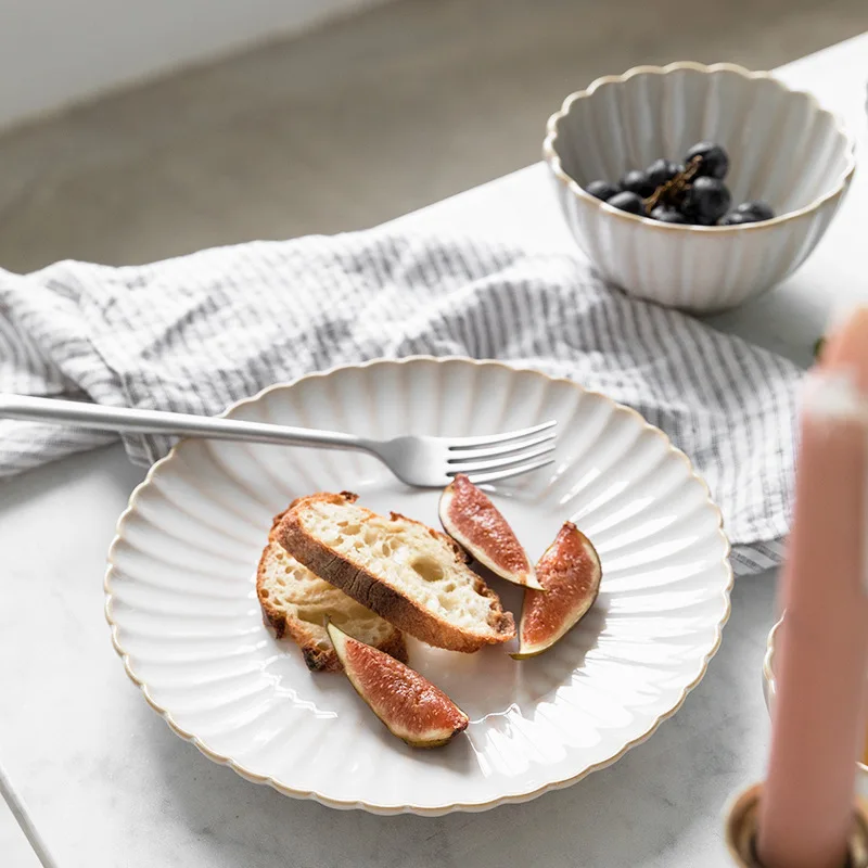 Restaurant Hotel Bulk Dishes Bowls Plates Set Porcelain Dinnerware Set White Glazed Ceramic Tableware Kitchenware