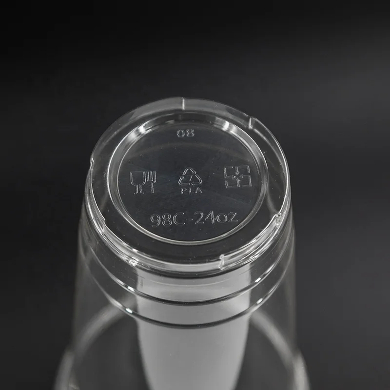 12 14 16 20 24 oz Compostable Plastic round Shape Eco Friendly Pla Custom Logo Disposable Bubble Tea Cups with Lid