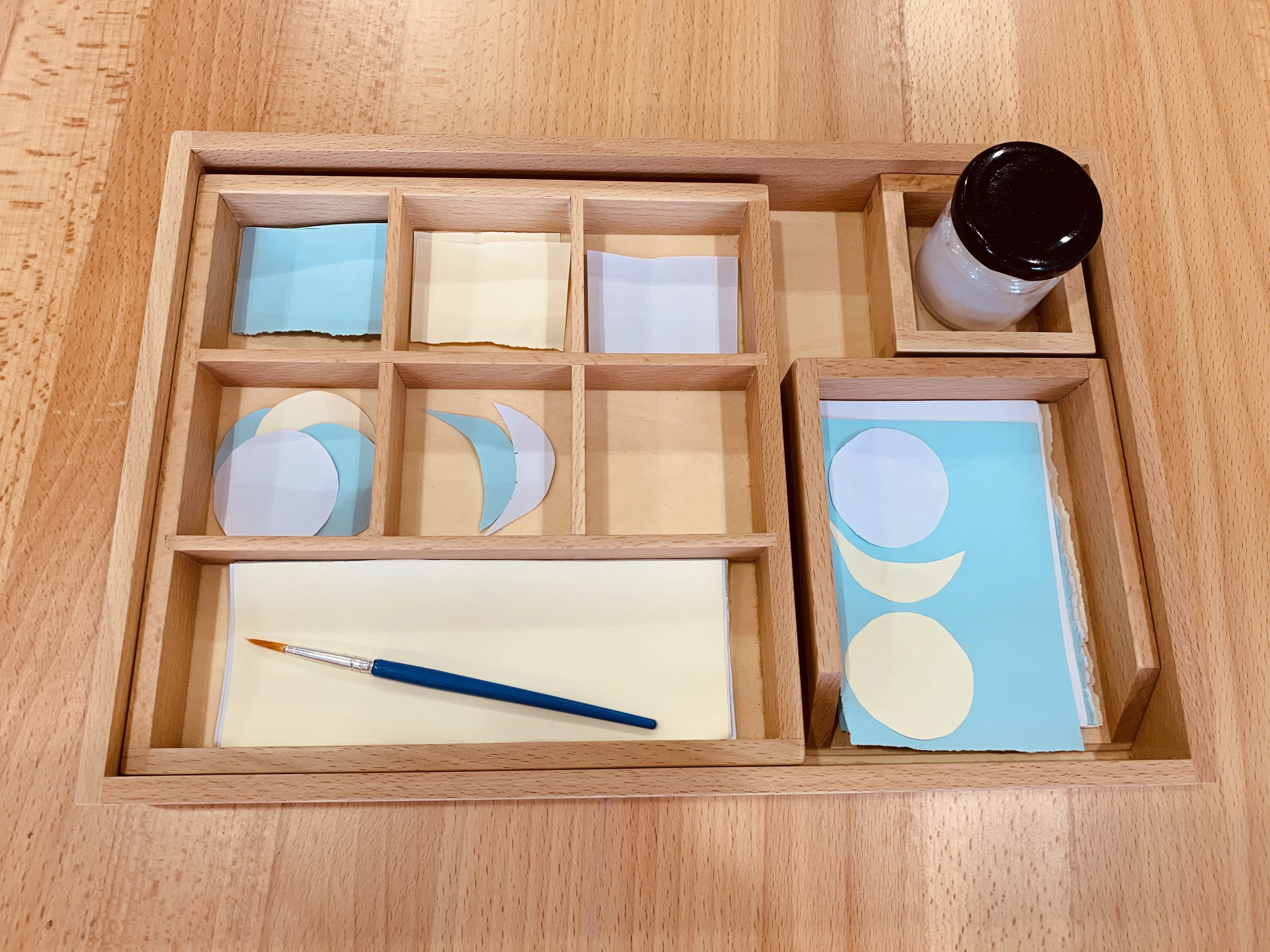 Premium learning games toys for montessori kids  beechwooden glue and paste box suit for 3-6 years old children