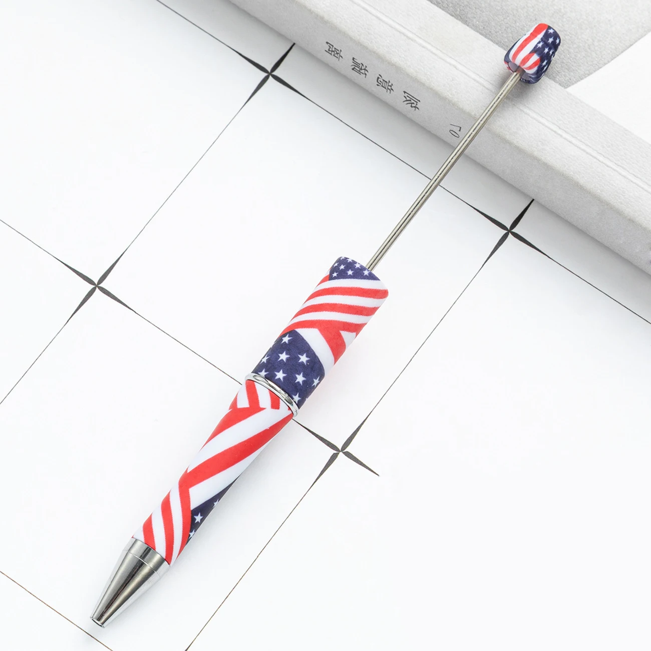 Diy American Flag Ballpoint Pen USA Patriotic Themed Pens Beaded Ball point Pens Independence Day for Writing Signing School