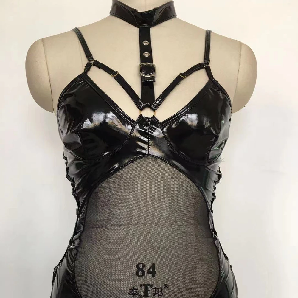 New Women Underwear Hollow Strap Leather hot sexy girl latex dress image of sexy lingerie