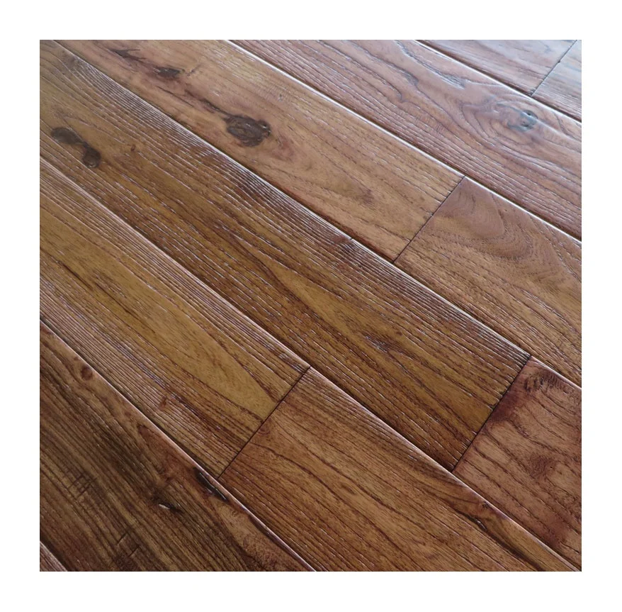 Prefinished rustic asian teak (Robinia) solid hardwood flooring Indoor modern Traditional Design ABCD Brushed Wood USA Market