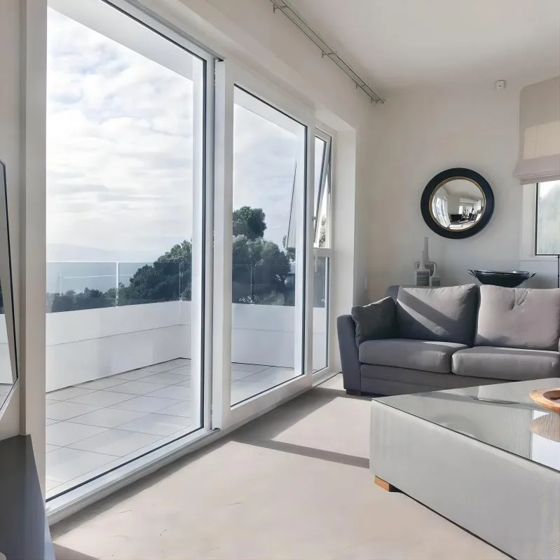 Conch brand large vinyl simple design triple glazed pvc black upvc white glass sliding doors and windows for houses