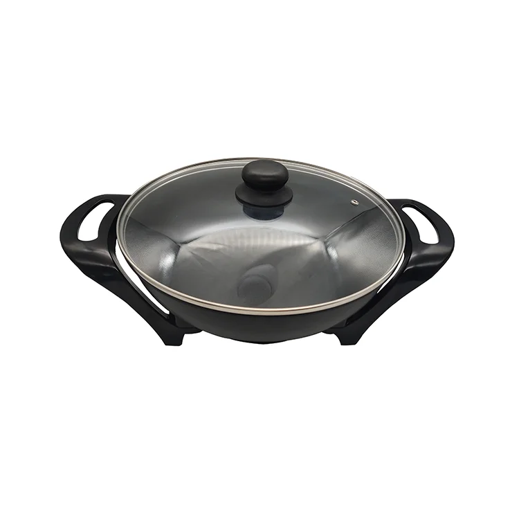 Hot Sale Indoor Frying Pan Multifunctional Round Pot Kitchen Electric Skillet with Glass Lid