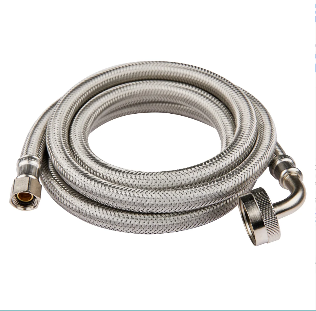 No-Lead Burst Proof Hot & Cold Stainless Steel Dishwasher Installation Kit 4ft Washer Supply Lines