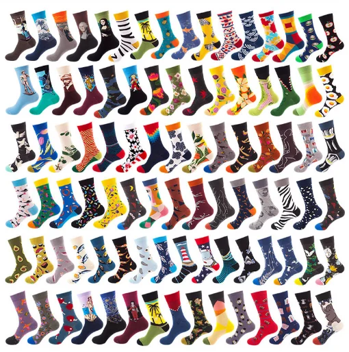 Custom design funny socks mens socks crew life style fancy cartoon socks