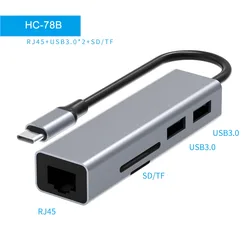 Airsky HC-78B usb3.0 to rj45 hub for mobile phone computer ethernet switch usbc to ethernet