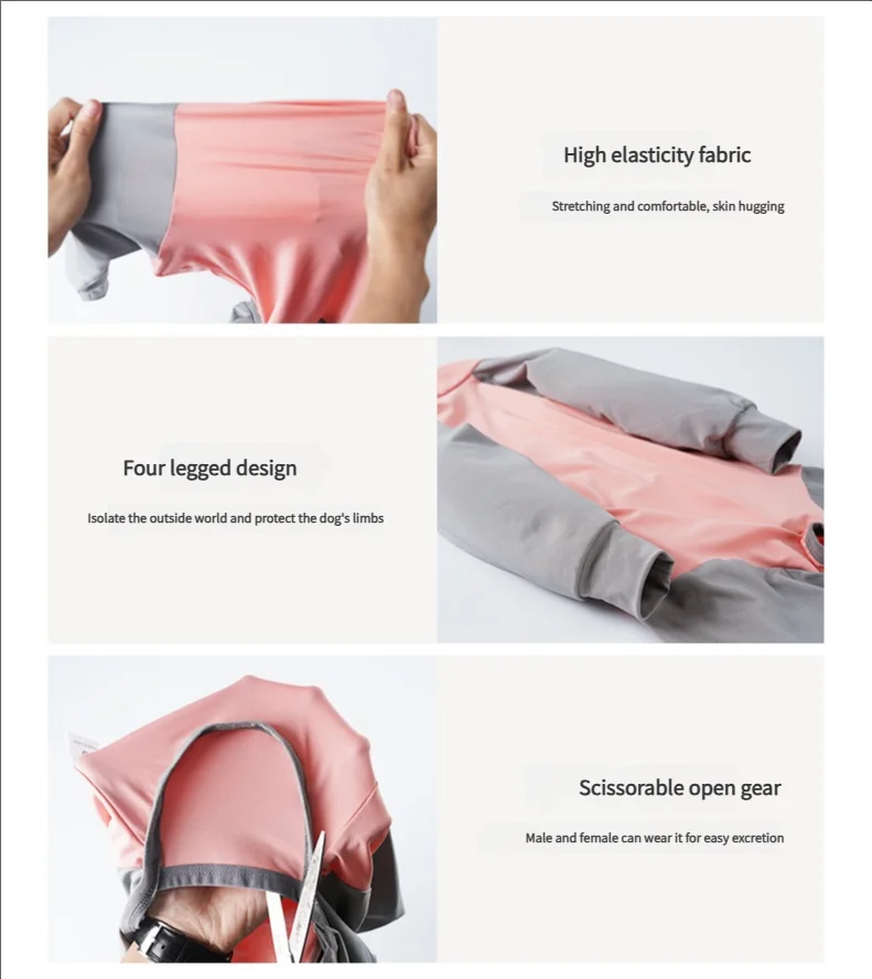 Wholesale Luxury  Pet clothing Suitable for Large dogs  breathable all-inclusive Anti-hair four-legged design dog coat dog suit