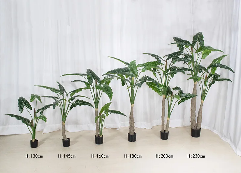 Senmasine Factory Green Plastic Bonsai Potted Plants Artificial Alocasia Tree for Indoor Home Decorative