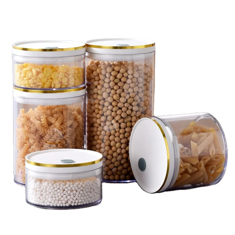 2024 New kitchen factory customized multifunctional and durable round transparent food plastic sealed jar storage jar with lid