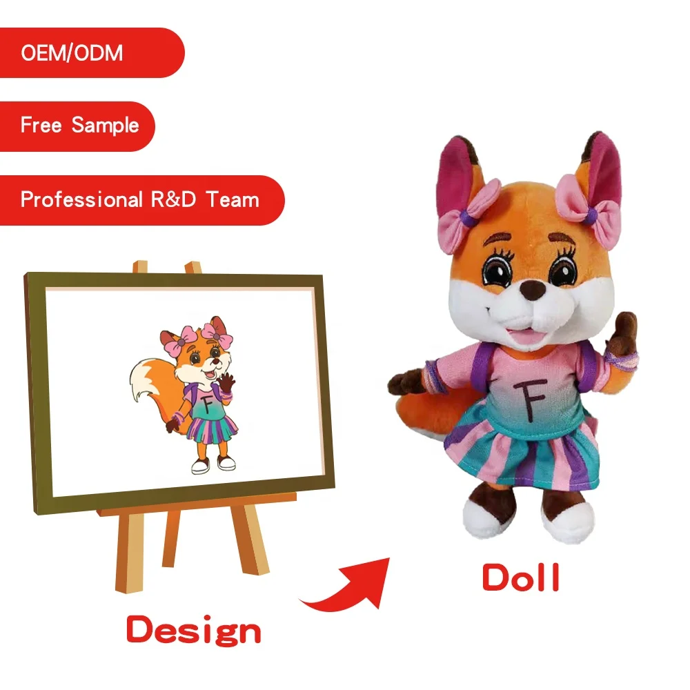 plush toy animal pillow custom fox pillow big doll animal plush stuffed fox toy