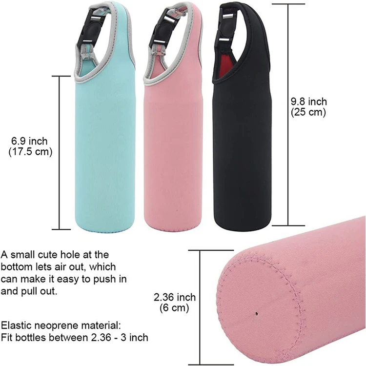 Portable Outdoor Water Cup Protector Insulation Cup Sleeves Insulated Bottle Sleeve Neoprene Water Bottle Bag with Buckle Handle