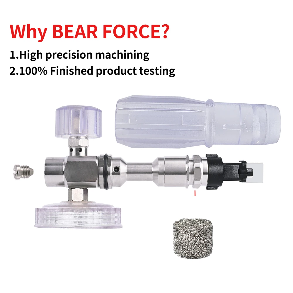 High Pressure Washer Stainless Steel Snow Foam Lance Foam Cannon Foam Nozzle with Transparent Housing & Large Openning Moth