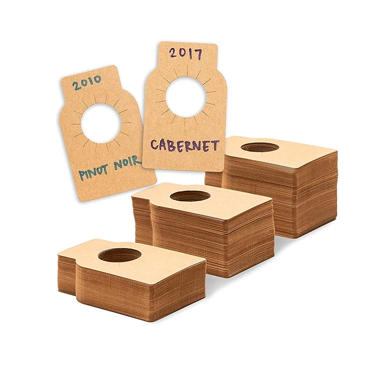 Custom printed kraft wine bottle neck label tags cellar rack hang tags