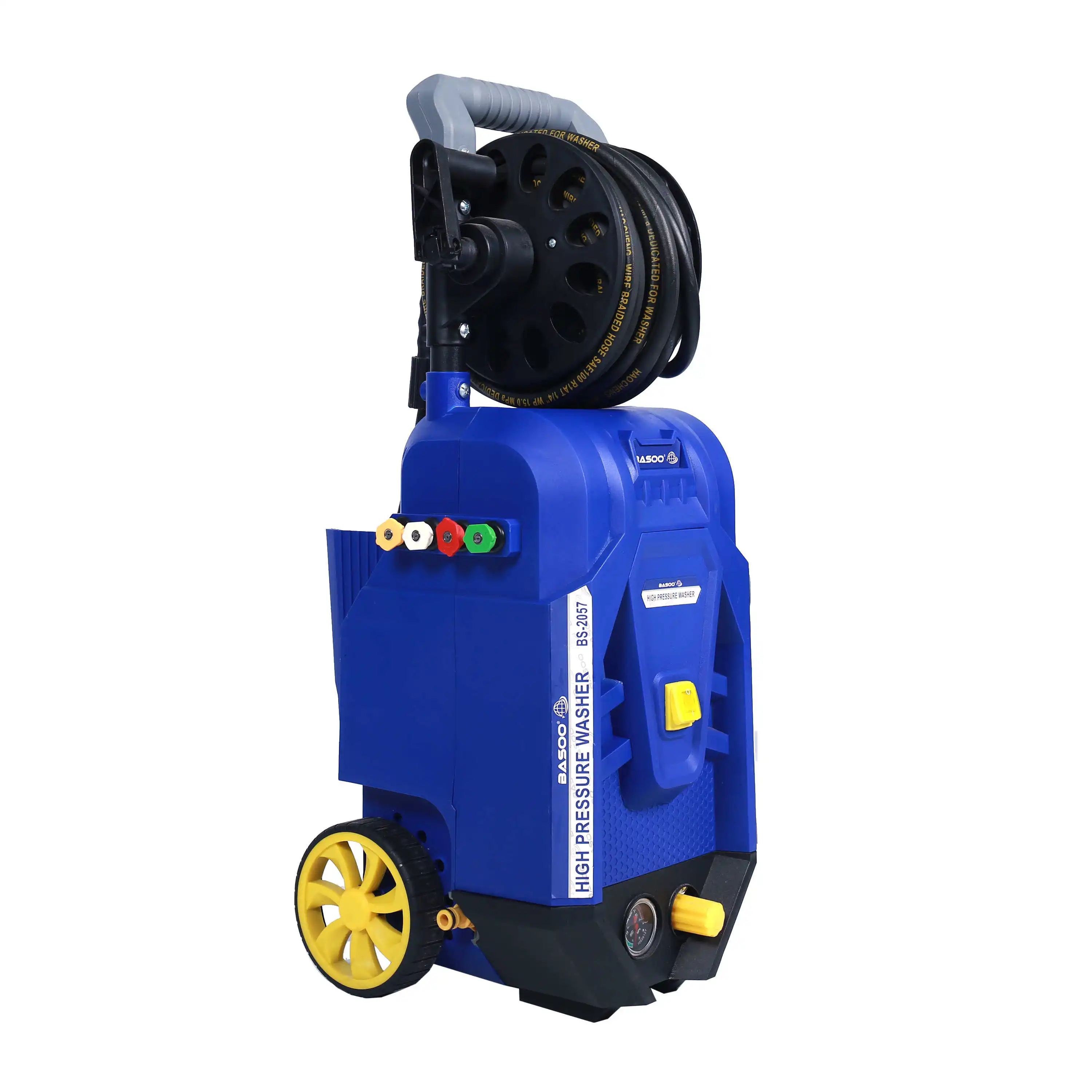 Electric Pressure Washer 80BAR Power 1800W High Cleaner With Hose Reel 4 Nozzles Detergent Tank Car Machine