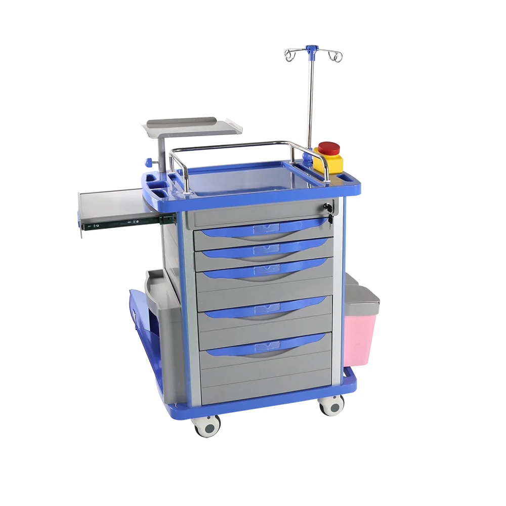 Hospital ABS Medical Emergency Trolley Crash Cart Medicine Trolley for Hospital use