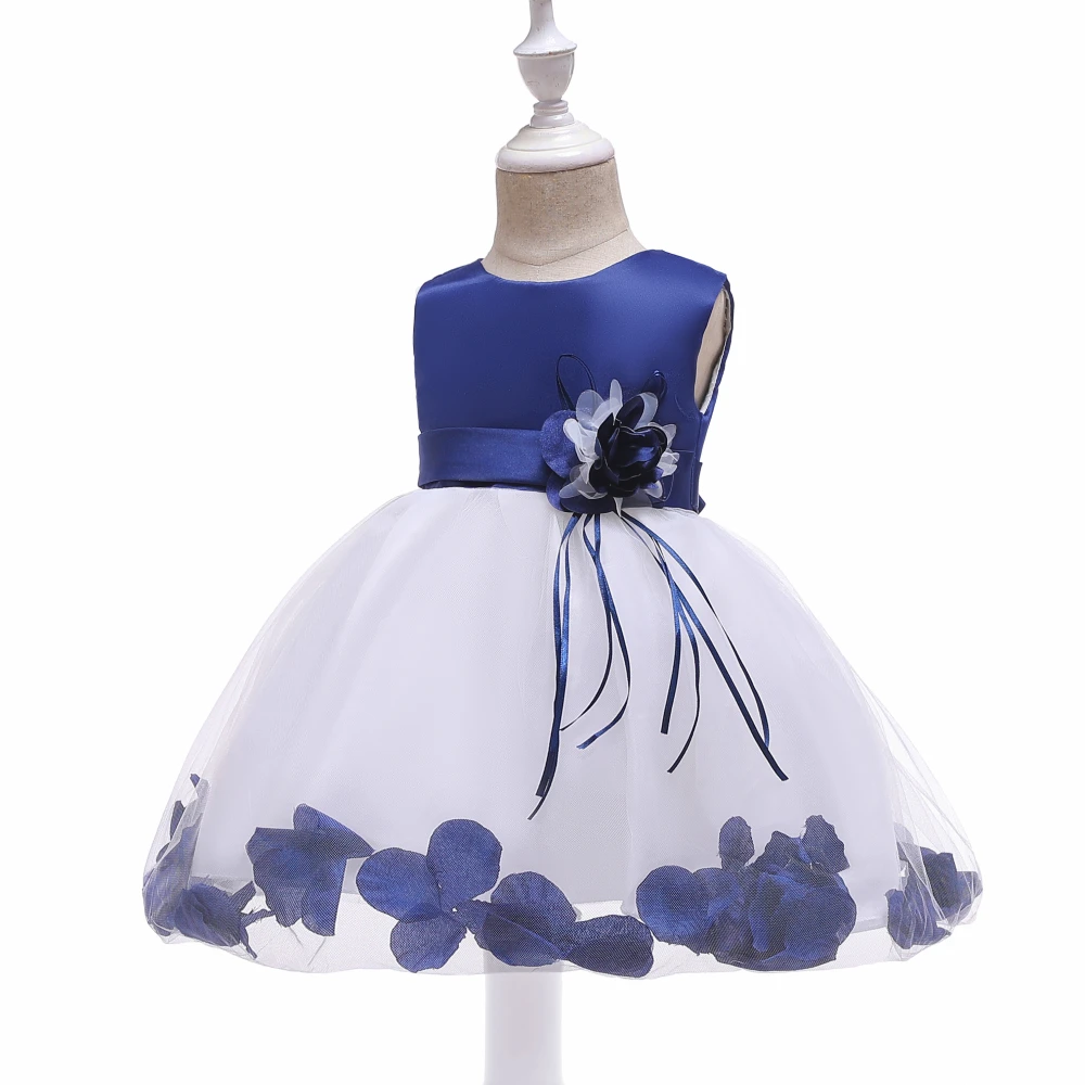 Latest fashion beautiful sleeveless elegant flower princess birthday party children kid baby girl design of casual dresses