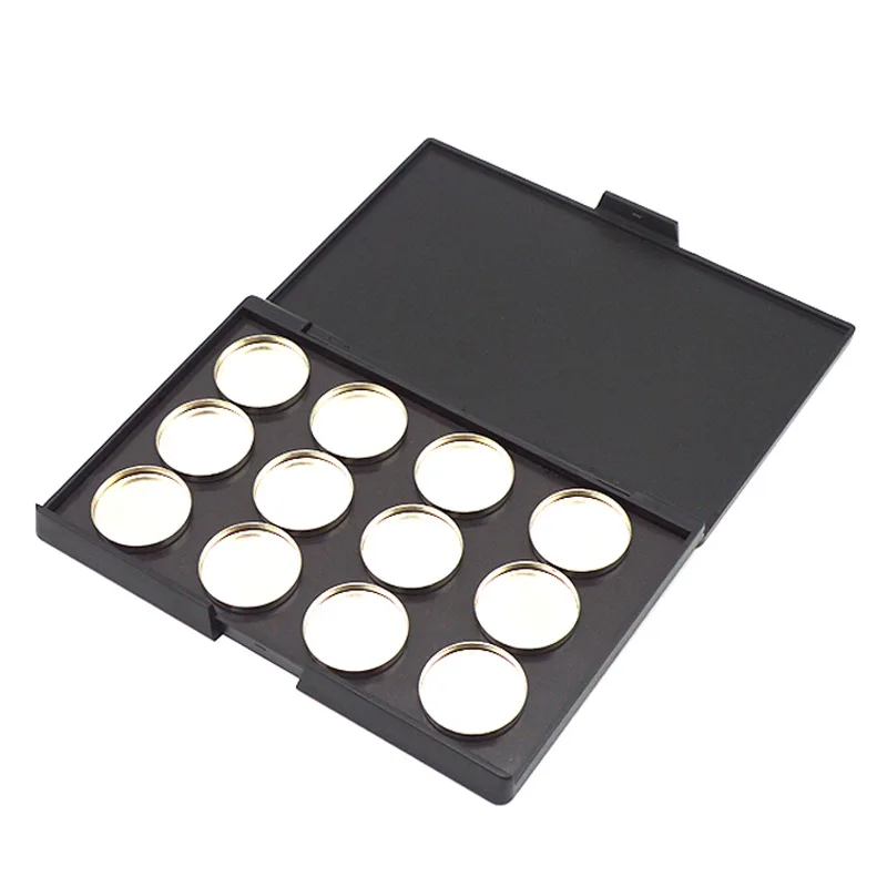 WSY140 Clear Lid Magnetic Eyeshadow Palette Packaging Round 26mm Tin Pans Inside Clear Cover Black Base Eyeshadow Palette