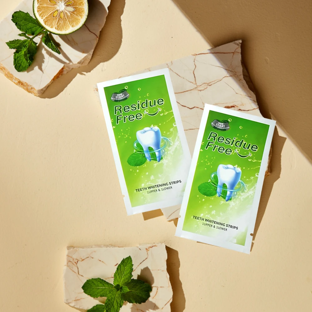 Factory Wholesale 14 Pairs Trapezoid Mint Residue Free 6% HP PAP Dry Stirp Teeth Whitening Strips