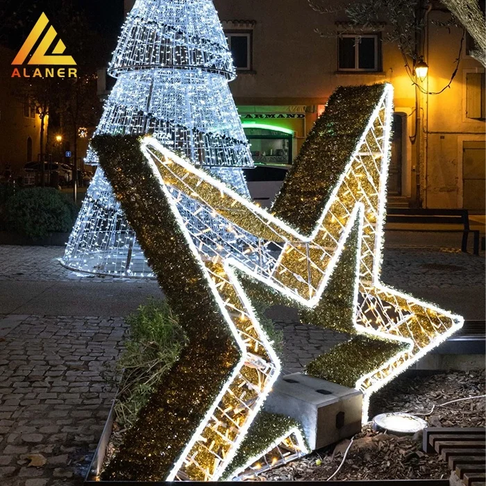 LED Christmas 3D Large stars Light Outdoor Decoration pentagram Street Motif Star String Light
