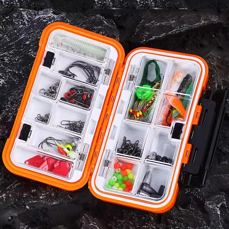 195pcs fishing bait fishing accessories kit tackle box fishing combo lure hook sinker bead unit