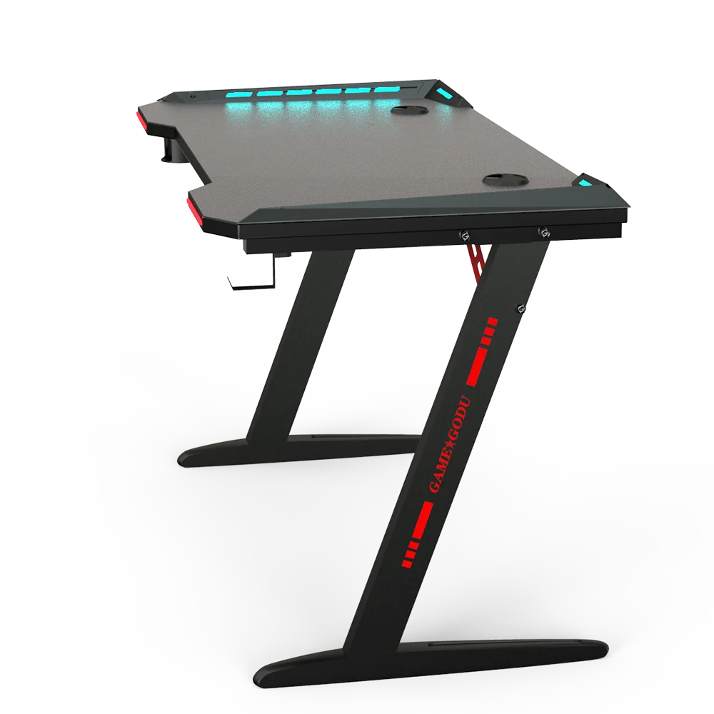 New Design Z-shaped Gaming Desk with RGB PC Computer Desk LED Gaming Table