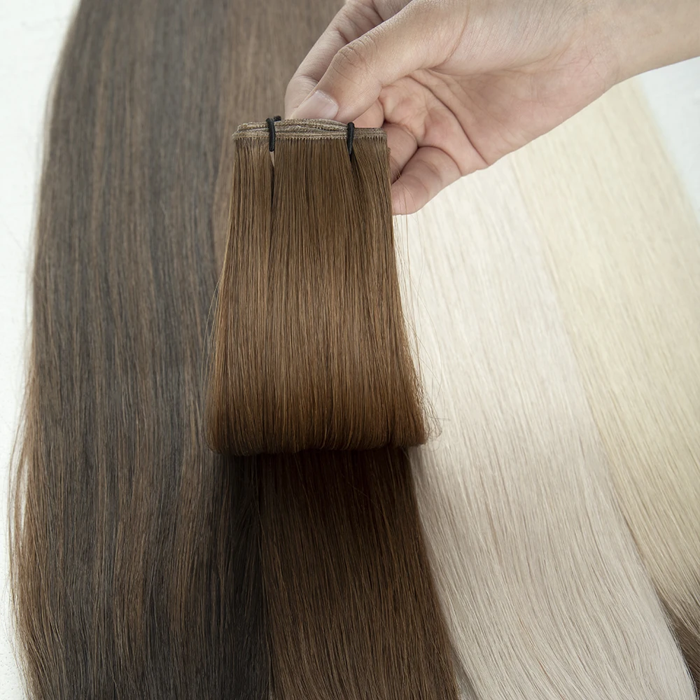 LeShine Russian Hair Thin Invisible Genius Weft Hair Extensions Double Drawn Human Hair Genius Weft