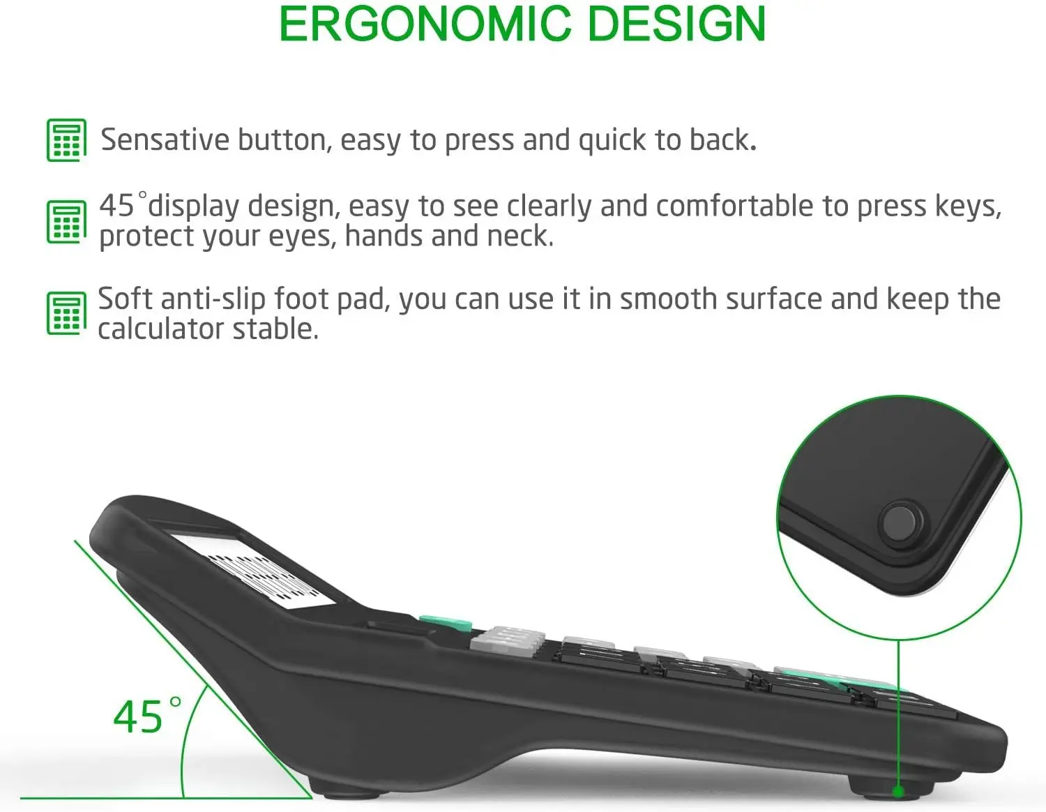 Standard Functional Desktop Calculators Solar and AA Battery Dual Power Electronic Office Calculators with 12-Digit Display