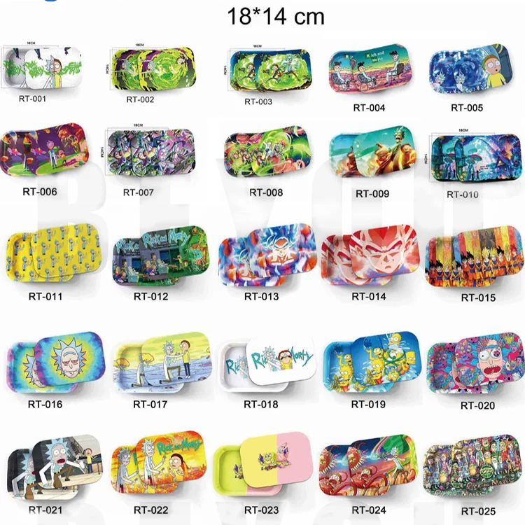 Vasprin Wholesale Custom Printed Portable Plain Small Metal Magnetic Lip Custom Rolling Tobbaco Tray