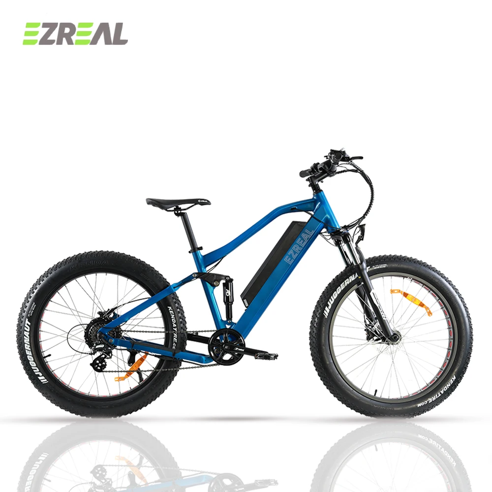 EZREAL full suspension fat tire mountain e bike electric 750w hidden battery rear brushless motor bicycle