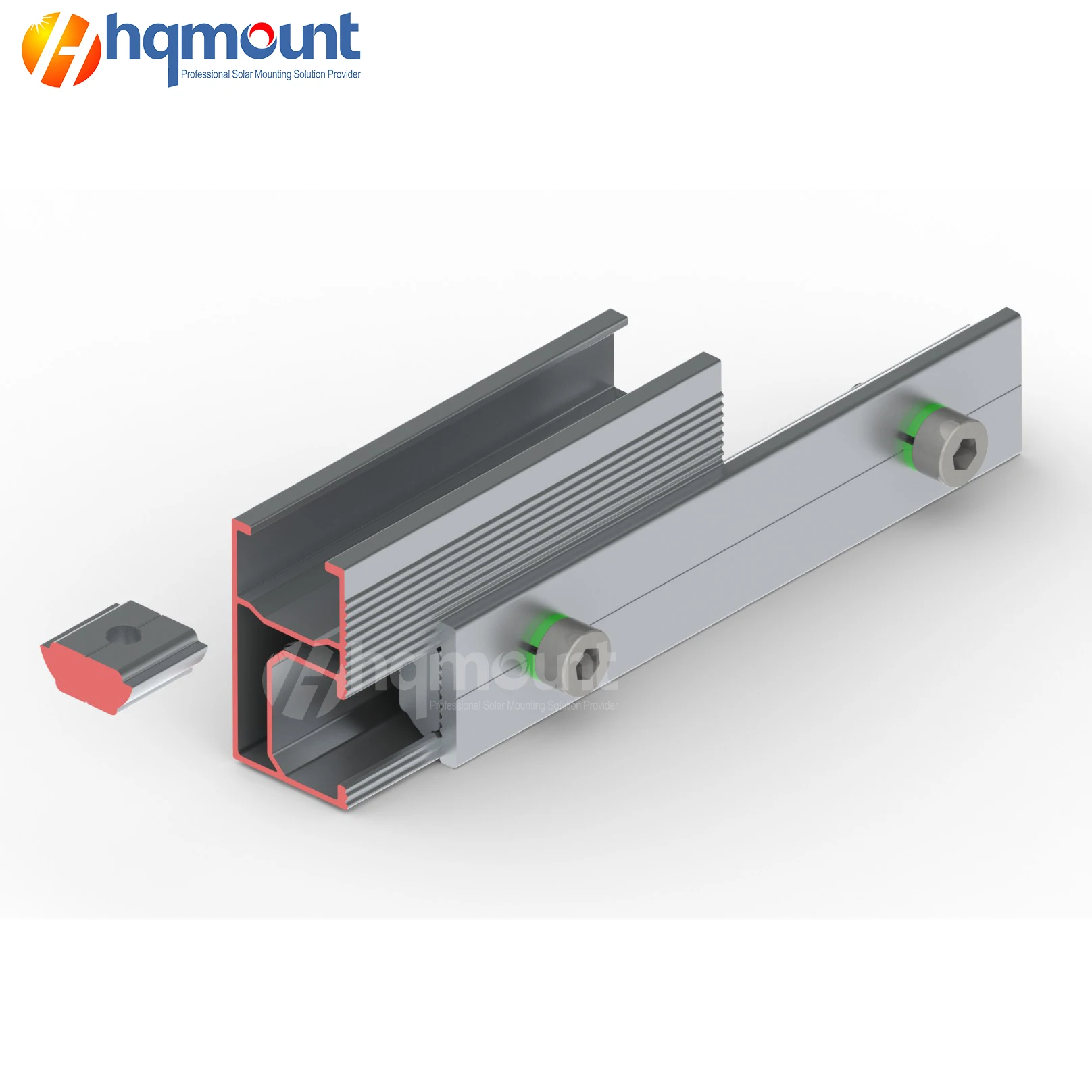 HQ Mount HQ-SP-W50B Solar Aluminium Rail with Rail Splice  for Rooftop Mounting System