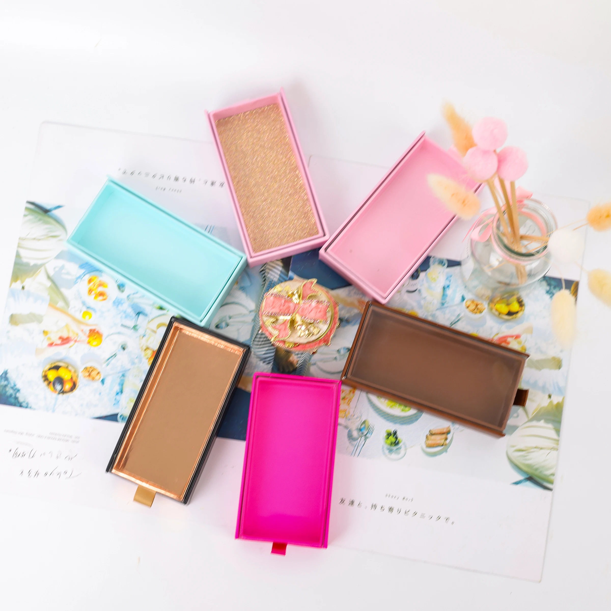 Create cute eyelash Packaging boxes Purple drawable handbag lashes Gift Boxes portable eye lash box