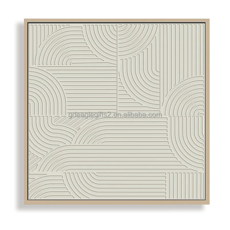 EAGLEGIFTS Creative 3D Printing Canvas Painting Minimalist Neutral White Clay Textured Plaster Wall Art