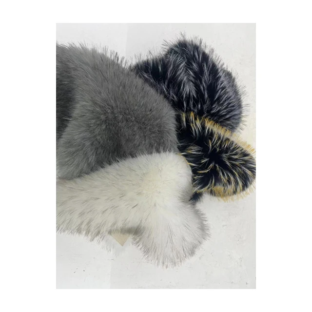 Black fur with orange yellow Tip dyed color High pile faux fur for collar High quality faux fur fabric