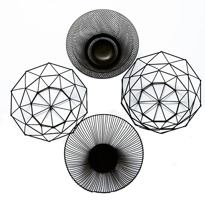 Nordic simple living room creative wrought iron fruit basket modern fruit basket storage black iron basket