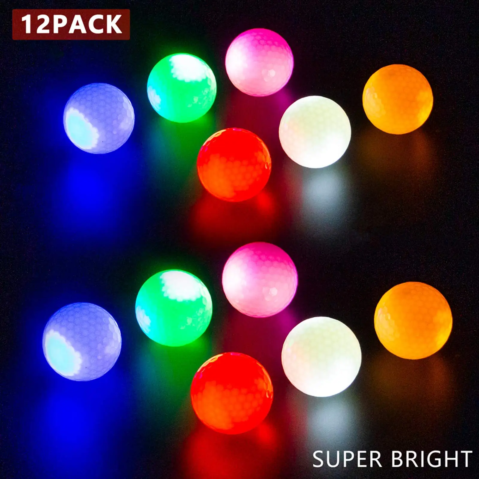 Super bright LED golf balls Glow in the dark golf balls Long-lasting glowing golf balls 6/12pack