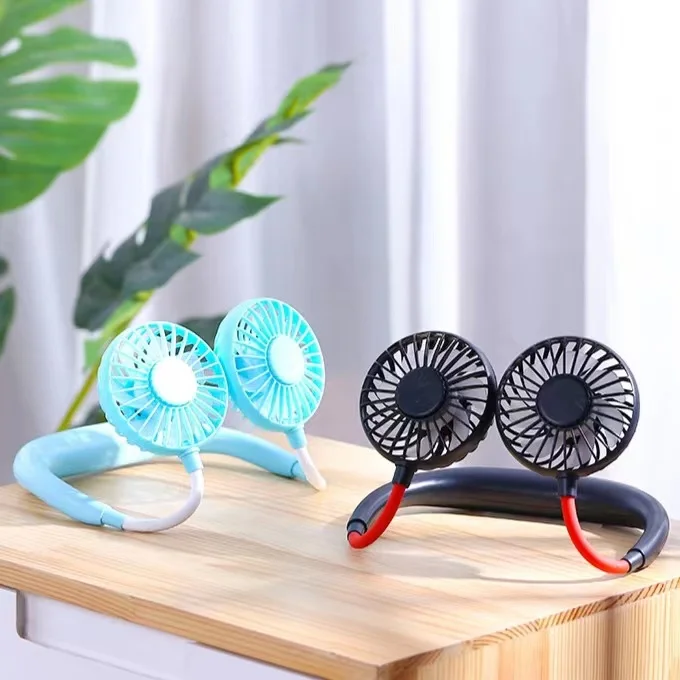 2022 Портативный перезаряжаемый беспроводной шейный охлаждающий вентилятор со светодиодной подсветкой