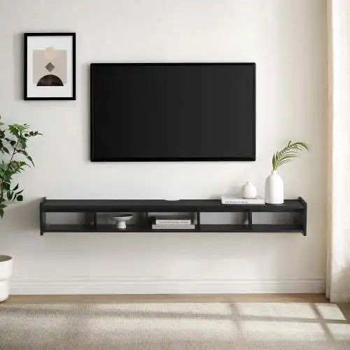 Modern Wall-Mounted Floating TV Stand Solid Black