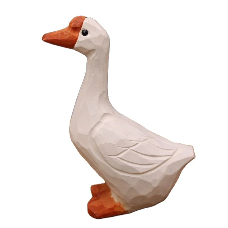 Waldorf toys Wood Cartoon Animals Simulation Hand-carved Wooden penguin, goose toy