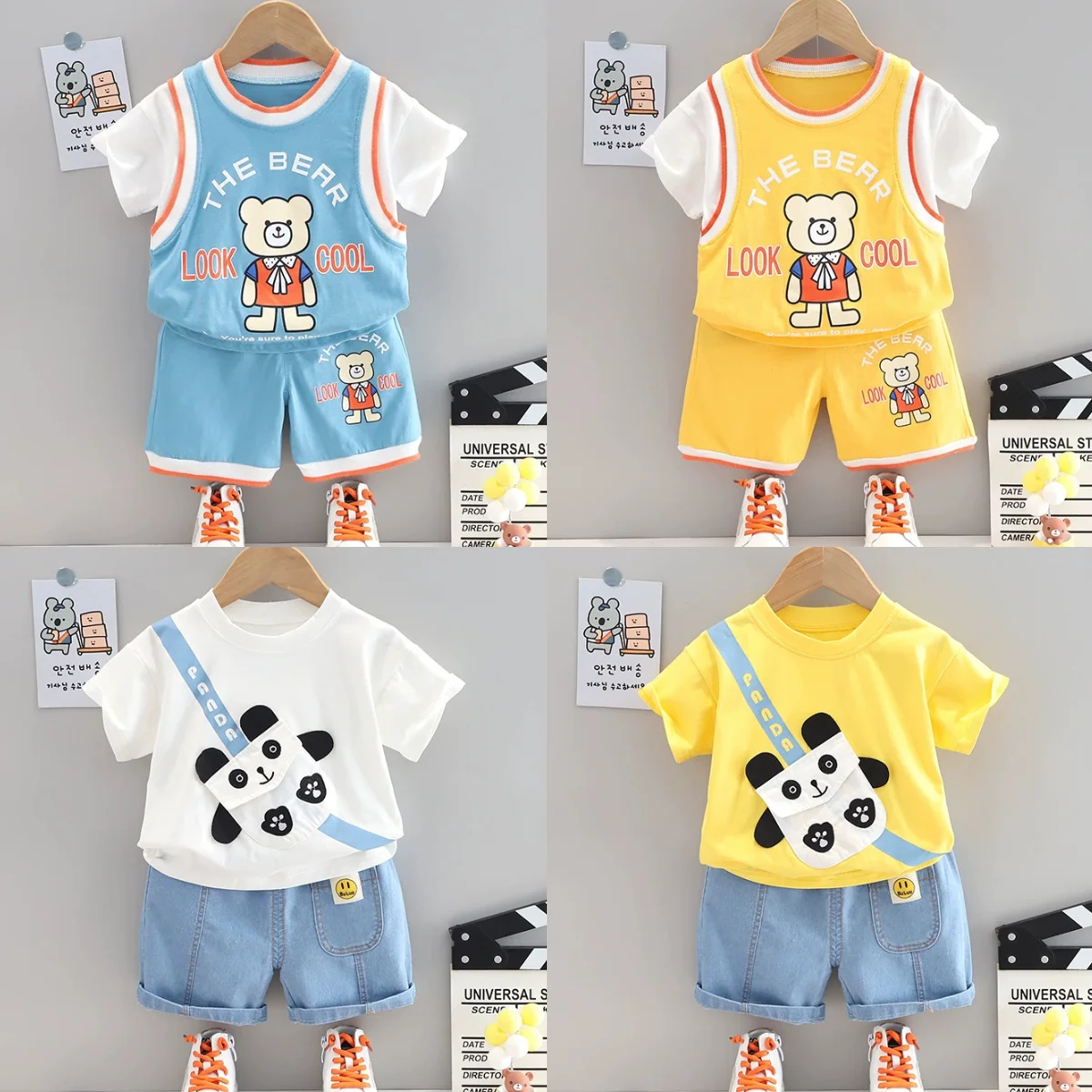 Оптовая продажа детская одежда костюмы повседневная для мальчиков футболка с принтом шорты хлопковые детские