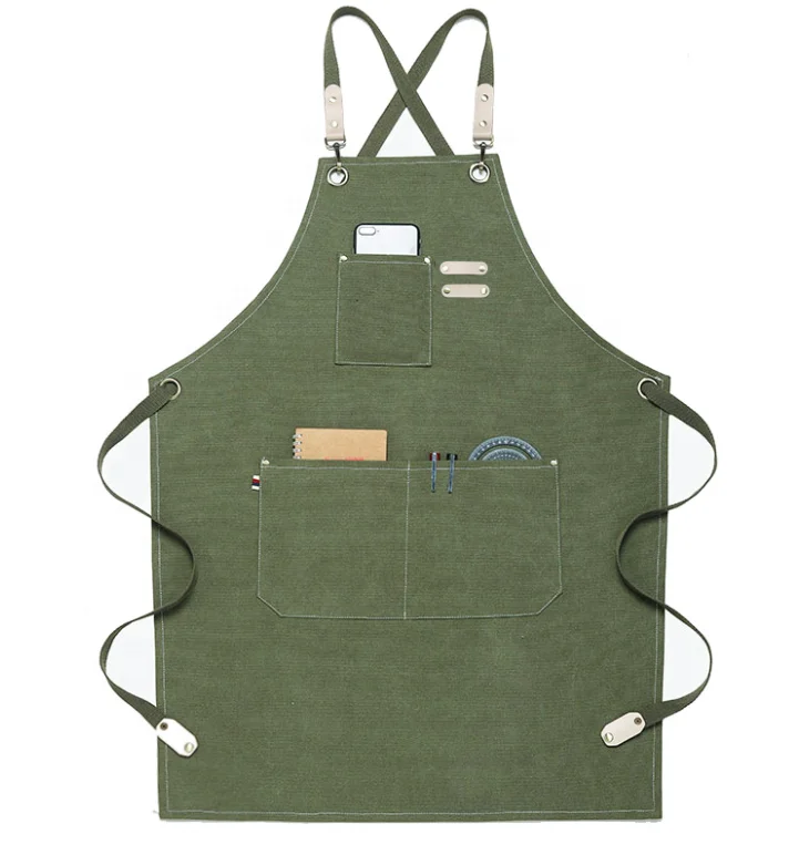 Korean Version Apron Fashion Print Men and Women Canvas Aprons Kitchen Coffee Milk Tea Shop Floral Hairdressing Uniform Apron